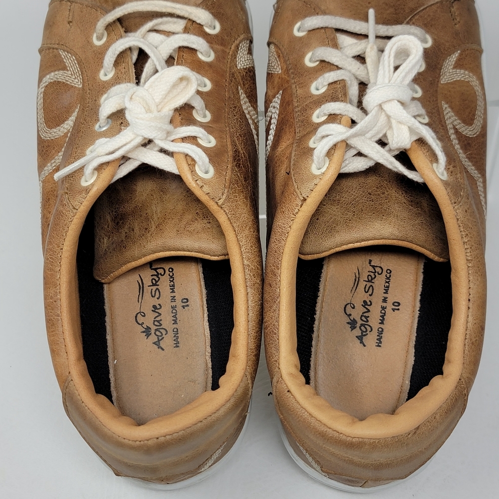 Womens boot stitch leather Sneakers in Tan - Picture 10 of 11